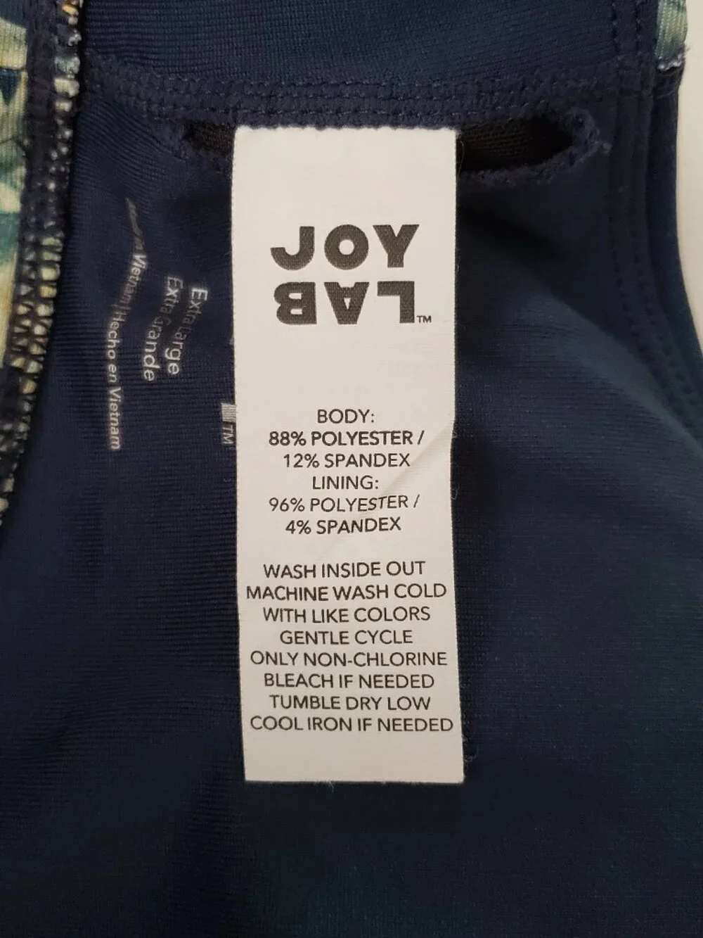 Joy Lab size XL navy floral sports bra cross back